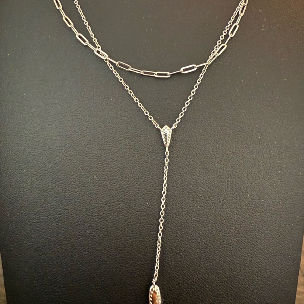 Kendra Scott Jaimee Silver-Tone Multi-Strand Paperclip Chain Y-Necklace - Picture 6 of 6